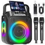 Socodox Karaoke Machine,60W Portable Bluetooth Speaker with 2 Wireless Microphones,6000mAh Battery 12H Playtime,TWS Stereo,RGB Lights,Dual Bass Boost PA System for Adults,Kids,Parties,Singing,DJ