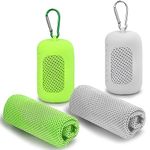 Toplive Cooling Towels [2 Pack], Soft Breathable Ice Towel Microfiber Cool Towel Chilly Towel 35 X 12 Inch for Yoga, Sport, Gym, Workout, Camping, Fitness, Running, Workouties (Green + Grey)