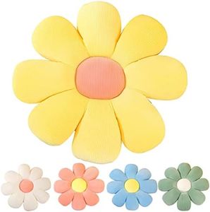 Kekeso Flower Floor Pillow Seating Cushion Daisy Flower Throw Pillow Cute Room Decor for Girls Flower Plush for Reading and Lounging Comfy Pillow (38cm/14.96inch, Yellow)