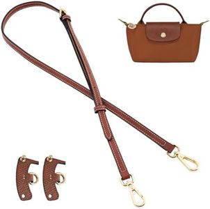 jiesinlov Leather Bag Shoulder Strap Compatible with Mini Pouch,Purse Straps Crossbody Adjustable Replacement Conversion Kit Fit for Handbag (BROWN-GOLD)