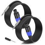 Jumwa 2pack Speakon to 1/4" TS Speaker Cables M-M for Audio Amplifier 12 Guage Cord Wire with Twist Lock DJ/PA Connector for Heavy Duty Audio, 3M