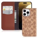 Coach Signature Canvas Wallet Folio iPhone 16 Pro Max Case - Designer Phone Case - Signature Tan