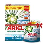 Ariel Matic Machine Expert Detergent Powder Top Load - 4Kg + 1.8 Kg + 500g Liquid free | Removes 100 Tough Stains in 1 wash | Specially Designed for Washing Machines | Fresh Fragrance