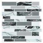 Vamos Tile 10-Sheet Peel and Stick Tile Backsplash,12 inchesx12 inches Premium Wall Sticker Stick on Kitchen Backsplash Peel and Stick Tile(Marble Design)