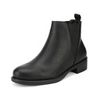 DREAM PAIRS Women's Ankle Boots Chunky Low Heel Chelsea Booties Slip On Elastic Fall Short Boots, Black/Pu, 11