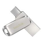 SanDisk 256GB Ultra Dual Drive Luxe, USB Type-C Flash Drive all-metal, up to 400MB/s with reversible USB Type-C and USB Type-A connectors, for smartphones, tablets, Macs and computers, Silver