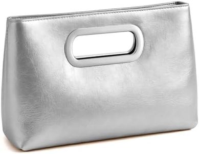 XquiziFit Clutch Purse for Women Evening Clutch Handbag for Wedding Party Formal Evening Bag with Detachable Chain Silver PU Leather 02