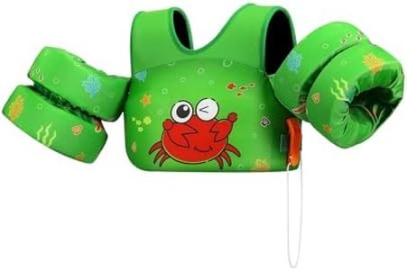 HeySplash Swim Vest for Kids, Toddler Pool Floaties Fit 33-66 Lbs, Children Swimming Vest with Adjustable Strap, Swim Jacket Water Wing Arm Float, Puddle Beach Boat Jumper Boy Girl, Green Crab