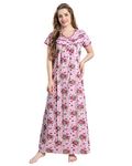 AV2 Women's Cotton Printed Maxi Nightgown (1190CXL_Pink_Xl)