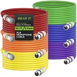 GearIT XLR to XLR Microphone Cable (50 Feet, 6 Pack) XLR Male to Female Mic Cable 3-Pin Balanced Shielded XLR Cable for Mic Mixer, Recording Studio, Podcast - Multi Colored, 50Ft, 6 Pack