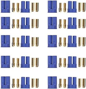 10 Pairs EC5 Connector Plugs Male Female 5.0mm Banana Plug Connectors Gold Bullet Connector for RC ESC LIPO Battery Device Electric Motor