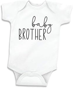 Bump and Beyond Designs Baby-Boys Little Brother Leotard for Boys Baby Announcement White, 0-3 Months