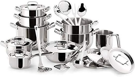 Lagostina Sfiziosa Batterie Cuisine en Acier Inox 18/10, Induction, Gaz et Four, 24 Pièces, Fond Lagoseal Plus, 6 Marmites, 1 Faitouts, 1 Casserole, 1 Pot à Lait, 8 Couvercles, 7 Ustensiles