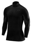 TCA Men's SuperThermal Compression Base Layer Football Running Top Long Sleeve Thermal - Mock Neck - Black Stealth, L