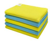SOFTSPUN Microfiber Drying Cloth, 40x60 Cms 5 Piece Waffle Weave Towel Set 400 GSM MultiColour Super Absorbent Lint & StreakFree Cloth Cleans and Polishes for Car WindowGlass Office & Home.