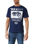 BSA Motocycles Men's Chalk T Shirt, Blue (Navy Navy), XXL UK