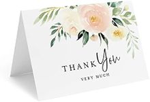 Bliss Collections Blush Floral Thank You Cards with Envelopes, Pack of 25, 102 x 152 mm Folded, Tented, Bulk, Perfect for: Wedding, Bridal Shower, Baby Shower, Birthday, Funeral to Say Thanks