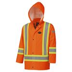 Pioneer Waterproof FR Oil & Chemical Resistant Rain Work Safety Jacket - Hi-Vis Lightweight Coat - Orange, 5XL