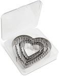 Mrs. Anderson’s Baking Cookie Fondant Cutters, Graduated Hearts, Stainless Steel, 5-Piece Set with Storage Container