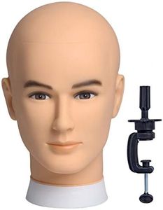 Newshair Bald Mannequin Head Male Wig Head Professional Cosmetology for Wig Making and Display Hat Helmet Glasses or Masks Display Head Model with Free Clamp Stand