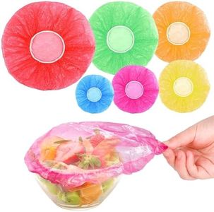 Ruisita 120 Pieces Dish Plate Plastic Wrap Bowl Covers Reusable Elastic Colorful Food Bowl Storage Covers 6 Translucent Colors for Kitchen, Family Outdoor Picnic