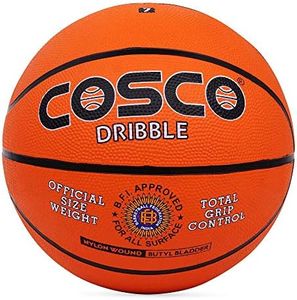 Cosco Nylon Dribble Rubber Basket Ball (Size - 7, Orange)