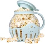 SKINPLUS Patented Micro-Pop Microwave Popcorn Popper with Temperature Safe Glass, 3-in-1 Lid Measures Kernels and Melts Butter, Made Without BPA, Dishwasher Safe (Aqua)