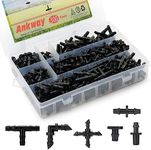 300 Pcs Barbed Connectors Irrigation Fittings Kit,Drip Irrigation Barbed Connectors 1/4''Tubing Fittings Kit for Flower Pot Garden Lawn(Straight Barbs,Single Barbs,Tees,Elbows,End Plug,4-Way Coupling)