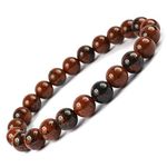 Reiki Crystal Products Unisex Adult Mahogany Obsidian Bracelet Natural Crystal Stone Beads Bracelet Round Shape for Reiki Healing and Crystal Healing Stone Bracelet