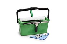 Unger Unitec 5-in 1 Advanced Kit Starter Set, Professional Cleaning Equipment Squeegee, Window Washer, Safety Scraper, Microfibre Cloth & Bucket, Microfiber, Green, Indoor & Outdoor