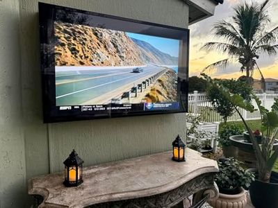 acrtmatic 40-43inch Weatherproof Outdoor TV Cover with lock, Hard and Durable, Clear Television Enclosure for Outside Watching, Full Motion TV Mount and 2 Cooling Fans Included