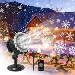 Christmas Snowflake Projector Lights - Decorative LED Lights with Moving Rotating Snowstorm, Remote Control Timer, Indoor/Outdoor Waterproof for Halloween & Christmas Parties
