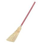 Flo-Pac Short Length Lobby Broom Corn Broom for Cleaning, Corn, 34 Inches, Red