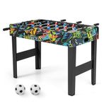 COSTWAY 3ft Football Table, 2-in-1 Foosball Game Table with Detachable Legs & 2 Balls, Mini Freestanding/Tabletop Soccer Arcade for Adults, Kids, Indoor Room Sport