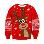 ACOCOPY Toddler Boys Girls Ugly Christmas Sweater Cool Reindeer Elastic Knit Pullover Kids Long Sleeve Crewneck Sweatshirt