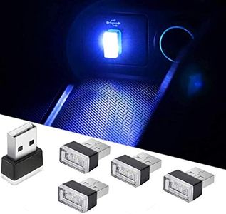 CTRICALVER Mini Luci USB, 5pcs Atmosfera usb light, Luci Interne Auto LED, Mini USB Kit per interni per auto, Interni per auto elettriche portatili, per Banca di alimentazione per laptop Blu