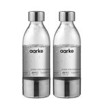 aarke Extra PET Stainless Steel Reusable Bottle for Carbonator l, ll, and 3, BPA-Free and Non-Toxic, 450mL (2-Pack)