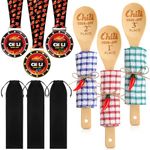 Quelay 15 Pcs Chili Cook off Prizes 1st 2nd 3rd Wooden Spoons Chili Cook off Medals Cotton Dishcloths Chili Pepper Charms Chili Cook off Trophies Chili Cook off Decorations for Men Women