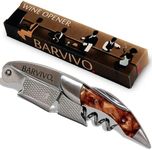 Barvivo Gold Resin Wine Opener with Foil Cutter Knife and Cap Remover, Double Hinged Manual Wine Key for Bartenders, Servers, Waiters, Stainless Steel Wine Bottle Opener Corkscrew