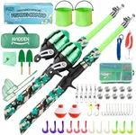 WIDDEN 2 Pack Kids Fishing Pole, Portable Telescopic Kids Fishing Poles Set for Boys and Girls, Fishing Rod and Reel Combo Kit with Tackle Box, and Fishing Net, Best Fishing Pole for Toddler Youth