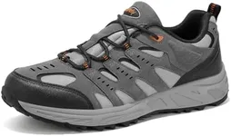 Kricely Men's Lightweight Hiking Shoes Waterproof Suede Water Resistant Anti Slip Trekking Shoes Low Top Trails Running Sneakers for Outdoor Trailing Camping Backpacking Walking Light Grey Size 13