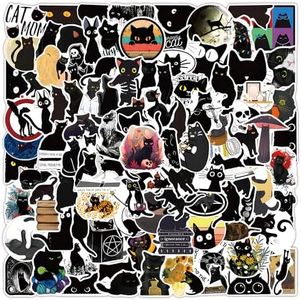 100pcs Waterproof Laptop Stickers Black Cute Cat Stickers for Water Bottles Kawaii Black and White Sticker Pack - Black Skateboard Sticker Computer Laptop Guitar Hydro Flask Phone