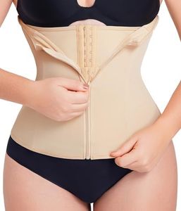 MERYOSZ Waist Trainer Corset Zipper Tummy Control Shapewear Breathable Waist Cincher for Women Body Shaper Sport Girdle, Beige Zipper, Large