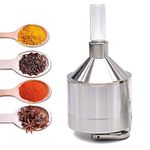 Metal Powder Grinder Hand Mill Funnel with Snuff Glass Bottle for Spices Tea Flower Herb Powder (Silver)