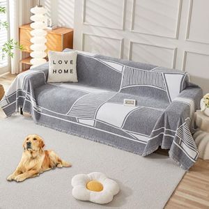 HAOMAIJIA Non Slip Couch Cover Sofa Covers for 2 Cushion Couch Washable sectional Couch Covers for Dogs pet Furniture Protector Couch Cover Blanket for Living Room Amazon (Grey-Cream, 71''x118'')