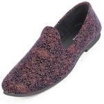 FAUSTO FST FOSME-2080 CHERRY-44 Men's Cherry Embroidery Floral Print Ethnic Wedding Party Pom Slip on Shoes (10 UK)