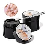 Gellen 2pcs Solid Nail Gel Glue Set for Soft Gel Nail Tips, 30g Clear Acrylic Nail Tip Solid Gel Glue for DIY Nail Art, Solid Gel UV Nail Glue for Press on Nail, Need Nail Dryer Cured