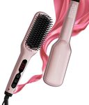 MEGAWISE Pro Ceramic Ionic Hair Straightener Brush for Home Salon | MCH Fast 20s Heating Tech with Auto-Off Safety | Anti-Scald with Universal Dual Voltage | Rotatable Power Cord