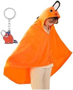 CICOCI Pochita Cosplay Costume Plush Hooded Blanket Chainsaw Man Pochita Cloak Cape Girls Women Anime Costume Halloween, Orange