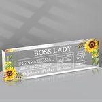 Pinkunn Boss Lady Gifts for Women Inspirational Quotes Office Gifts for Women Acrylic Boss Lady Office Decor Boss Birthday Gifts Boss Appreciation Keepsake and Paperweight for Leader(Fresh Style)